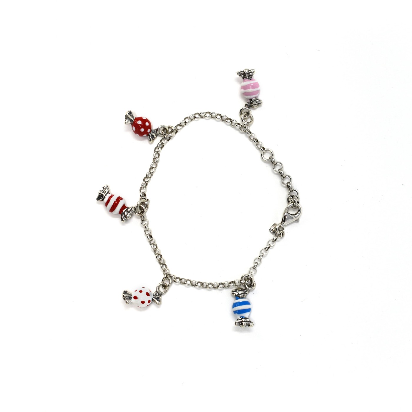 Bracciale con ciondoli caramella in argento