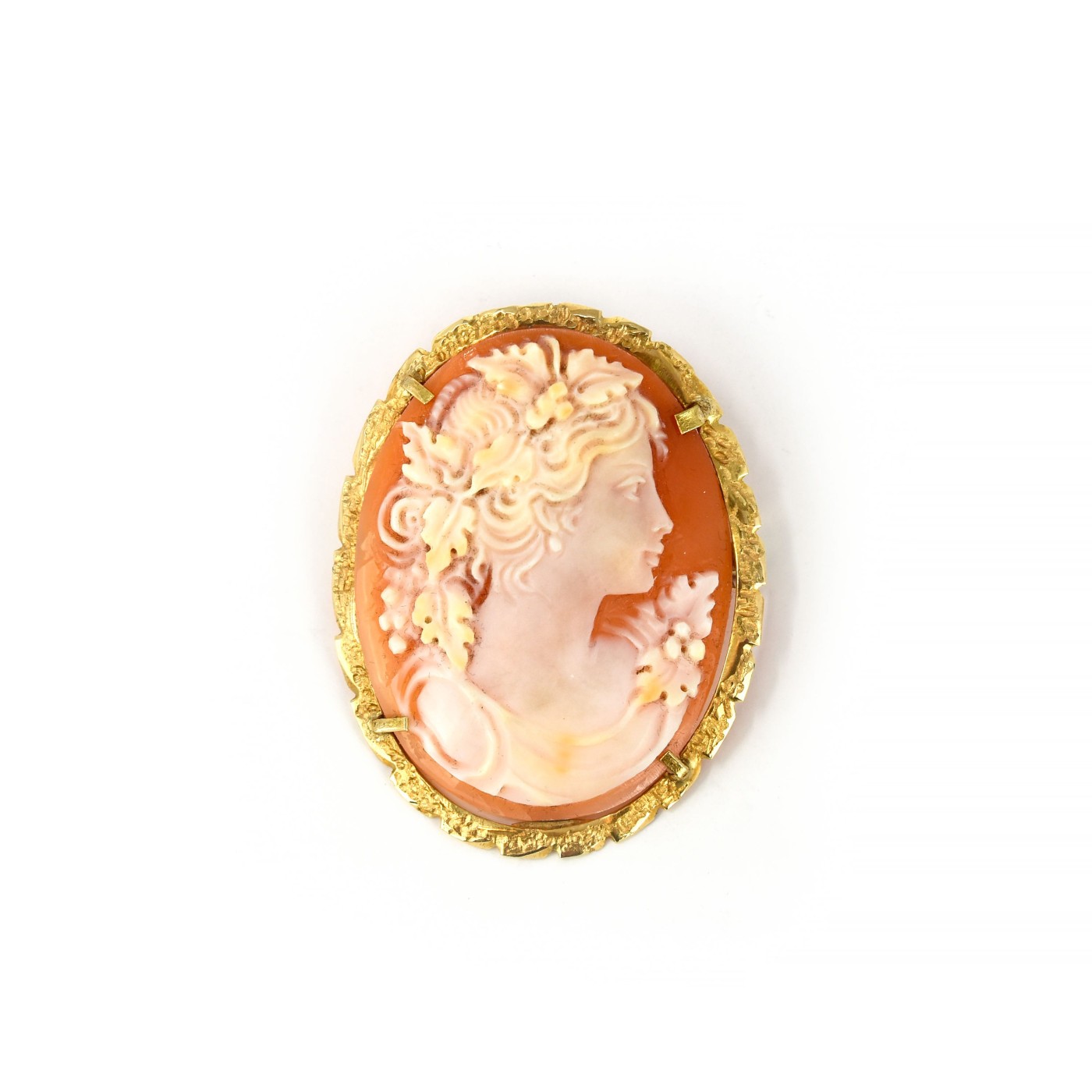 Cameo spilla e pendente in oro giallo
