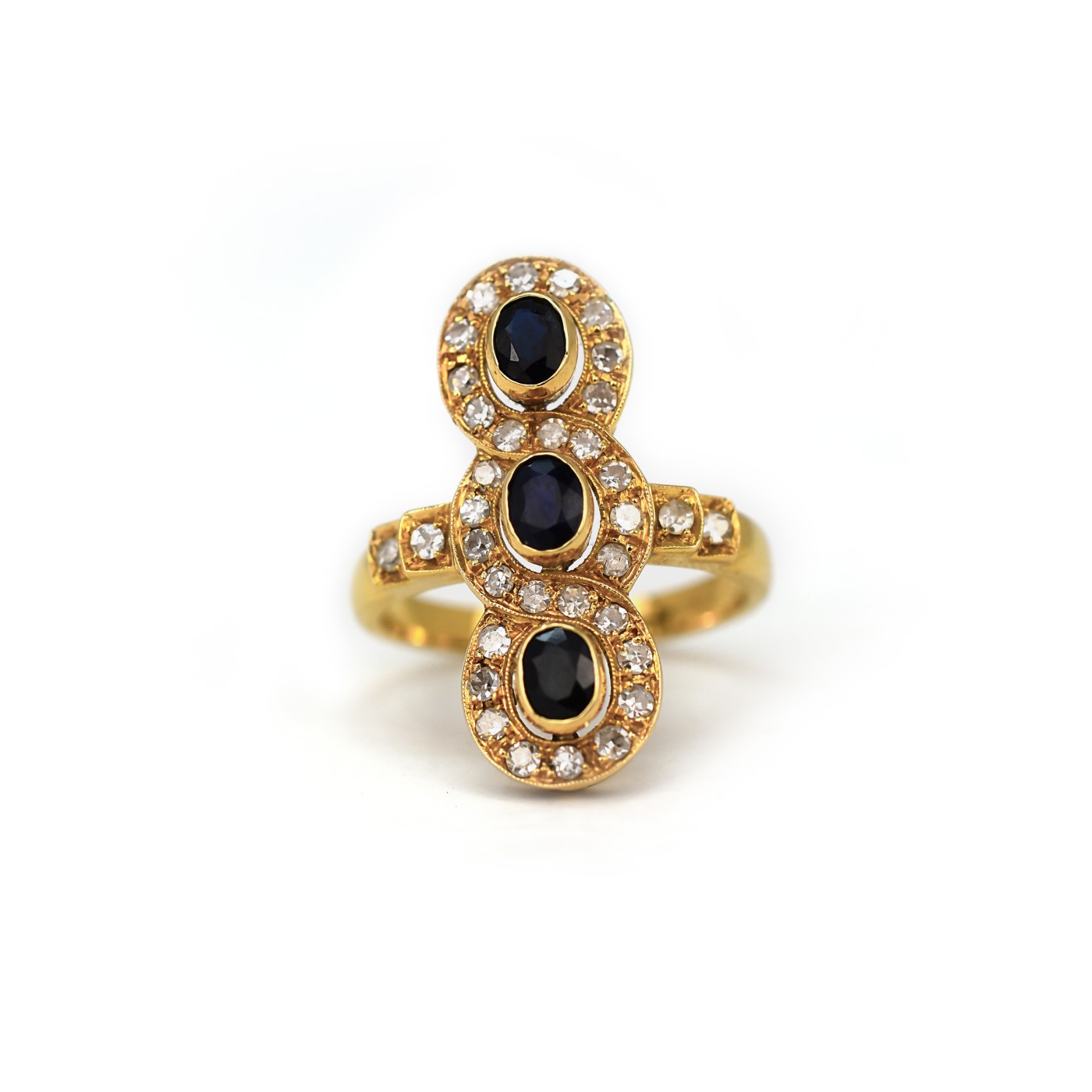 Anello vintage zaffiri e brillanti