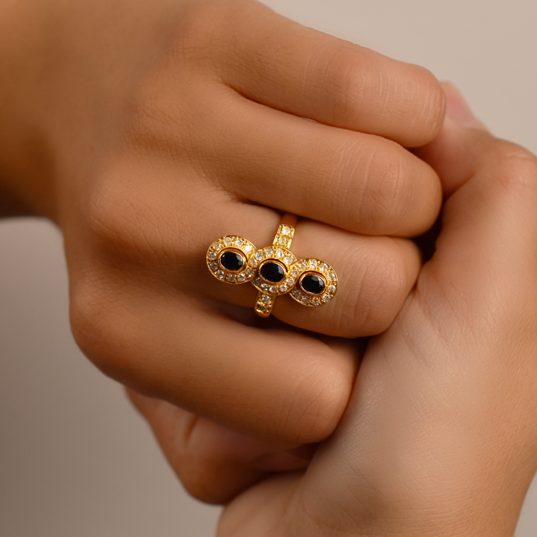Anello vintage zaffiri e brillanti