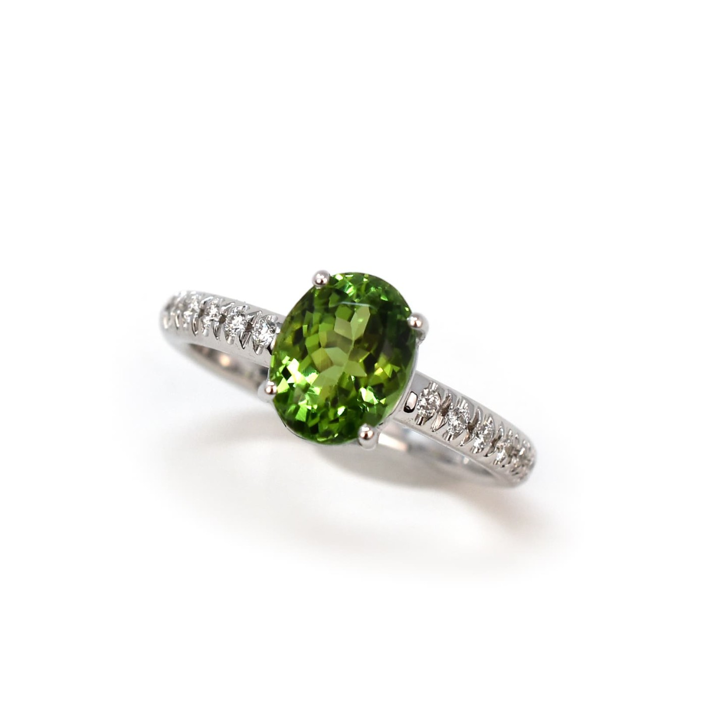 Anello tormalina verde brasiliana 2,41 e brillanti
