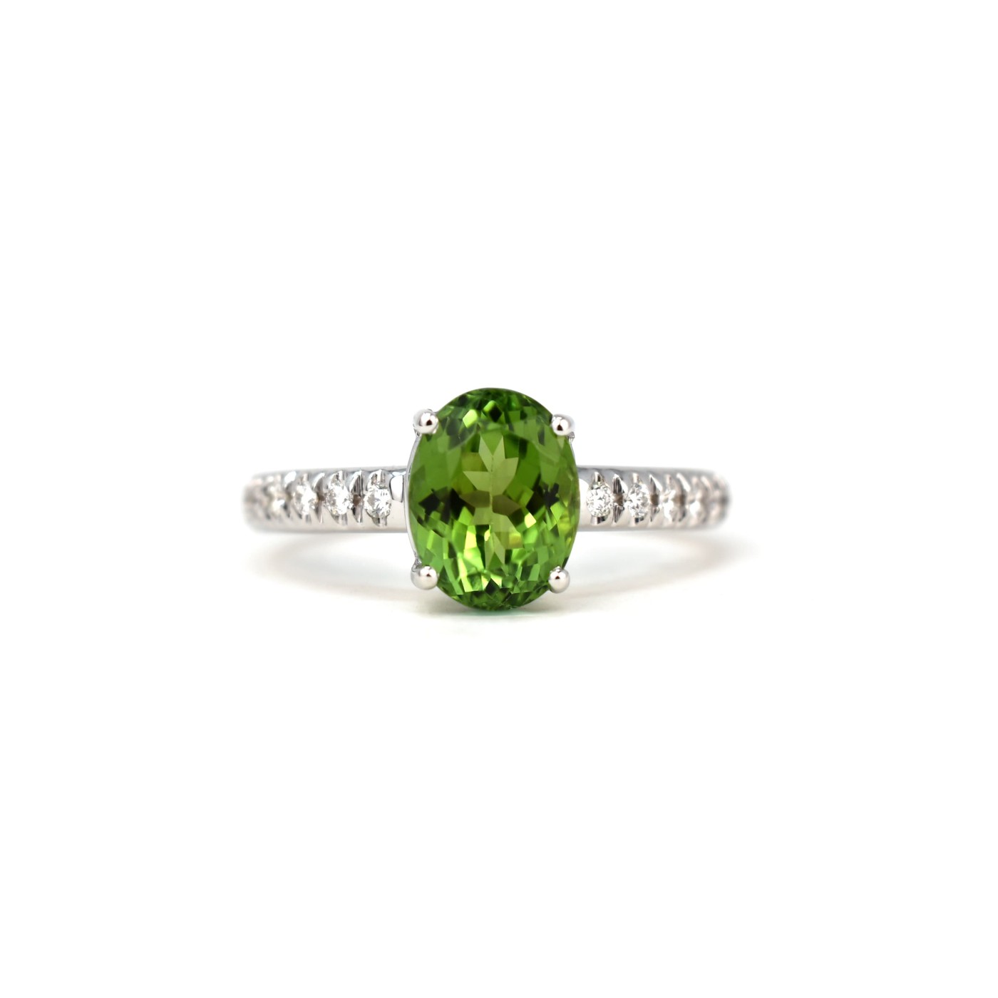 Anello tormalina verde brasiliana 2,41 e brillanti