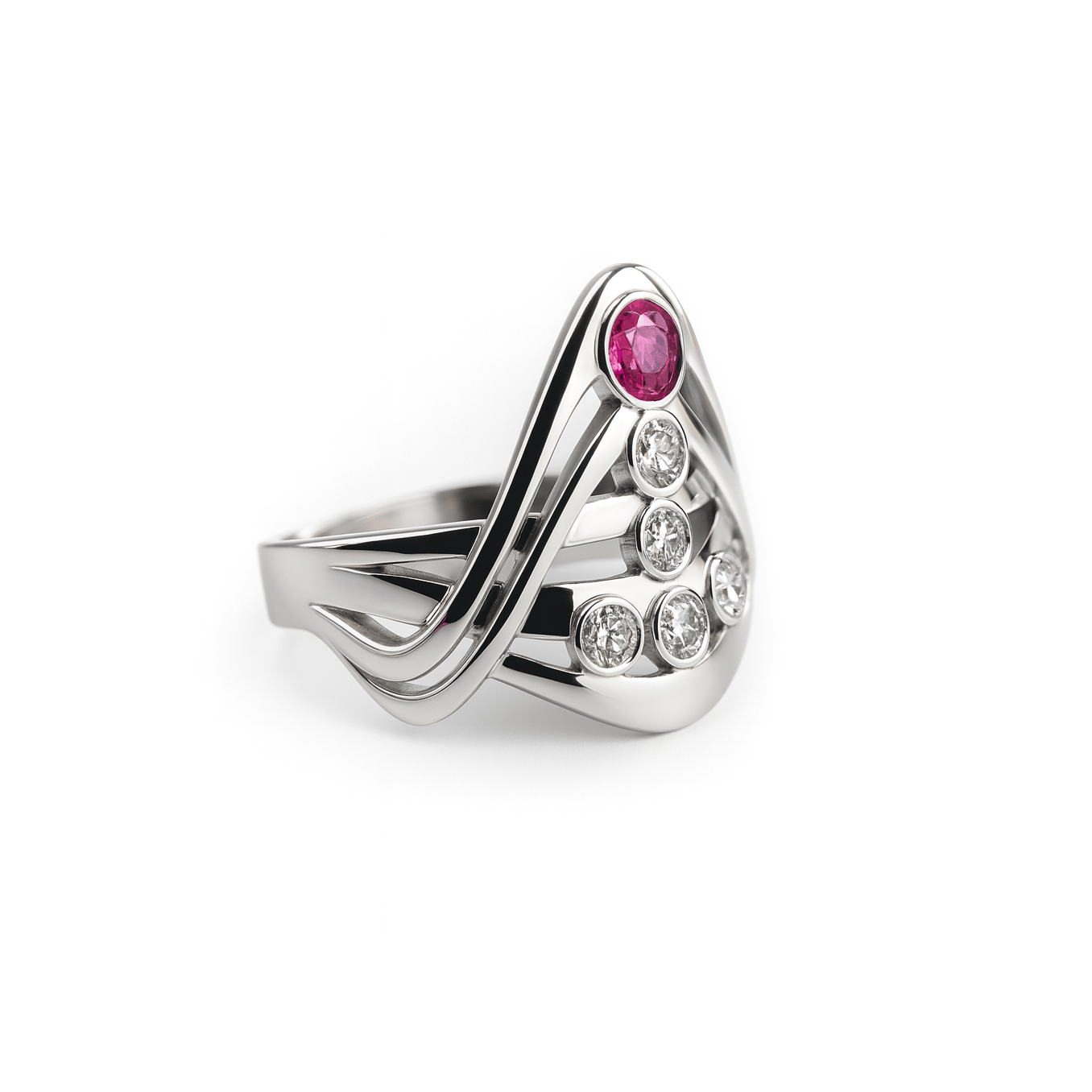 Anello fantasia rubino e brillanti